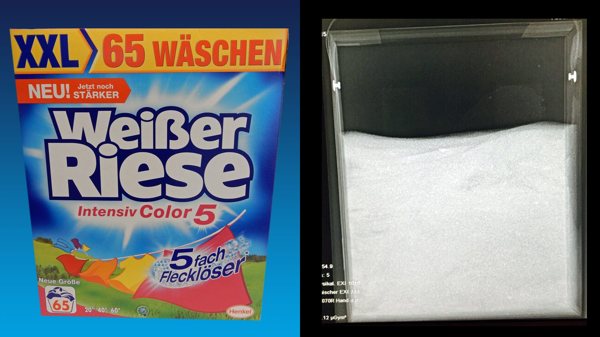 Das Waschmittel "Weißer Riese" (11,99 Euro für 65 Wäschen) schummelte vergleichsweise wenig: Die Verpackung besteht zu 21 Prozent aus Luft.
