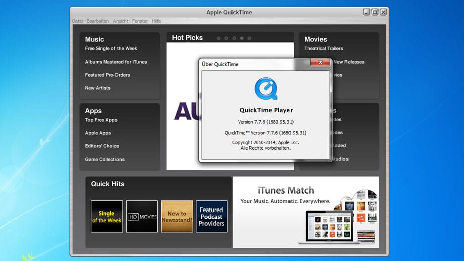 Apple QuickTime auf Platz 4. Apple QuickTime auf Platz 4.
