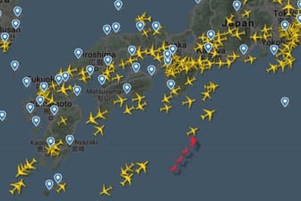 Screenshot von Flightradar.com: Am Morgen des 24. Dezember befand sich der Weihnachtsmann noch in Asien.
