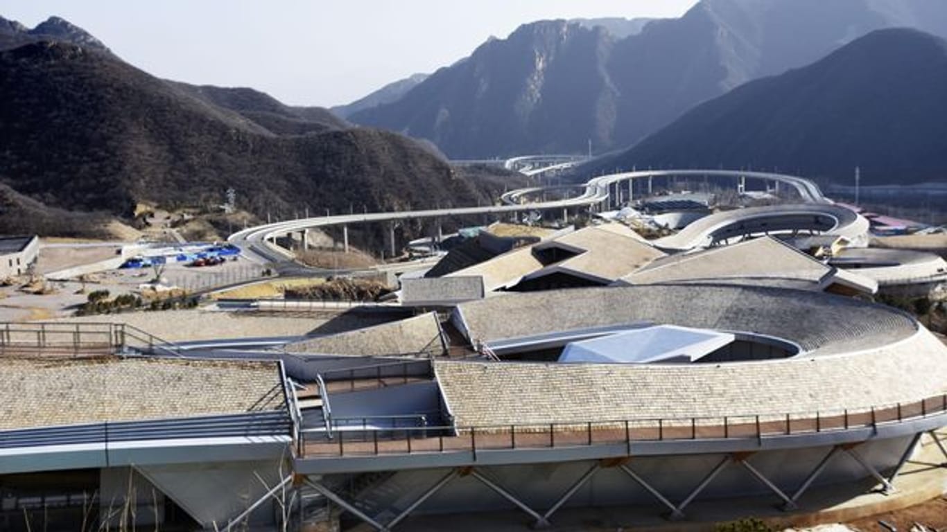 Das National Sliding Centre, der Austragungsort der Olympischen Winterspiele 2022 in Peking für die Wettbewerbe im Bob, Skeleton und Rodeln.