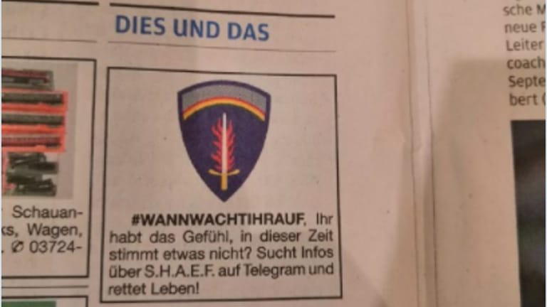 Zeitungsanzeige: Zur Aufklärung schalteten Jansen-Anhänger Kleinanzeigen. Eine wurde in einer sächsischen Zeitung abgedruckt.