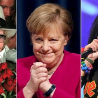 Hildegard Knef mit roten Rosen, Kanzlerin Angela Merkel und Nina Hagen (Archiv): Hagen selbst zeigte sich überrascht von Merkels Musikauswahl.