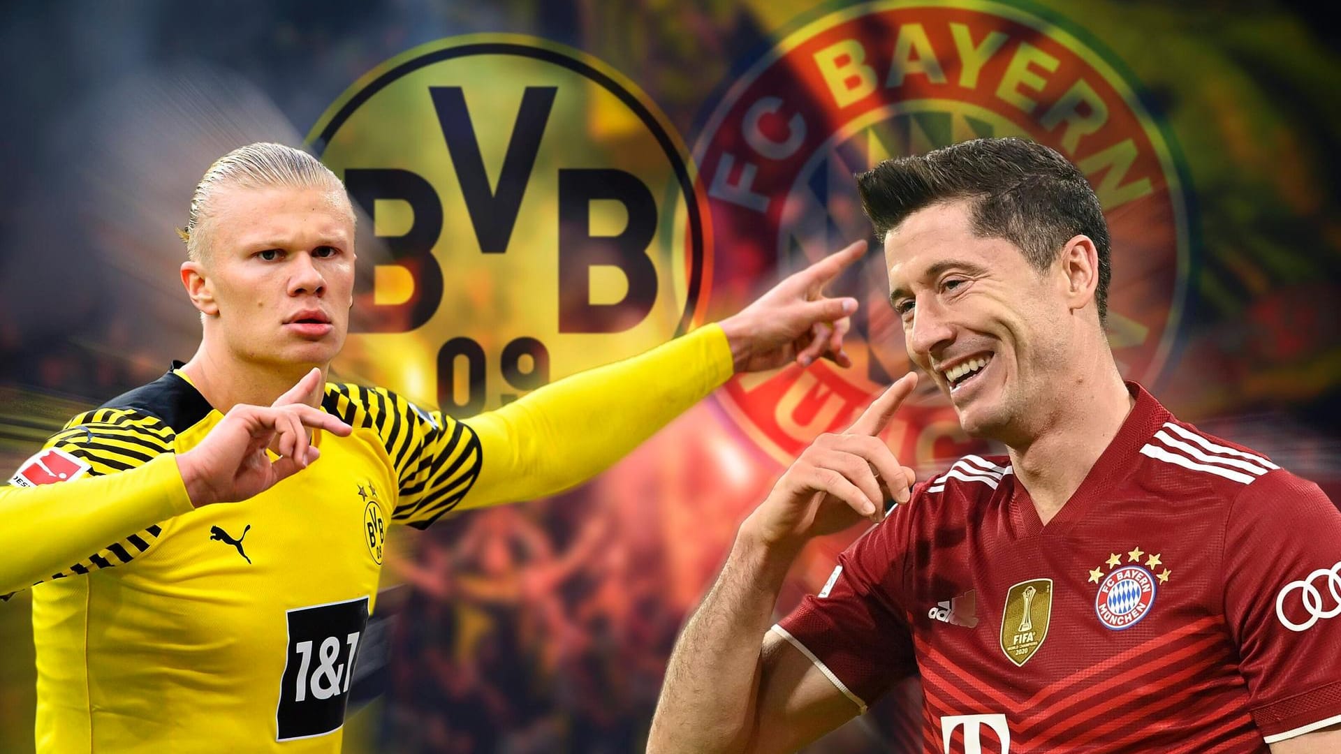 Robert Lewandowski (r.) führt die Torschützenliste der Bundesliga mit 14 Toren an. Auf Platz zwei folgt Erling Haaland mit zehn Treffern.