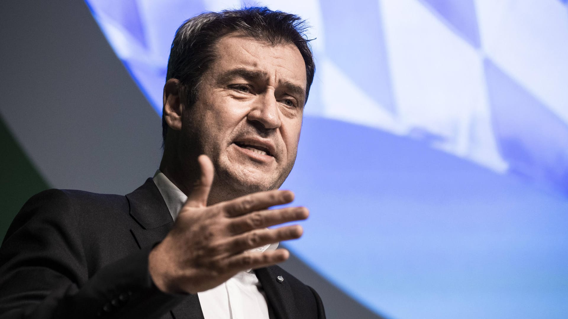 Bayerns Ministerpräsident Markus Söder (CSU) bei einer Rede: immer ein bisschen radikaler als die anderen.