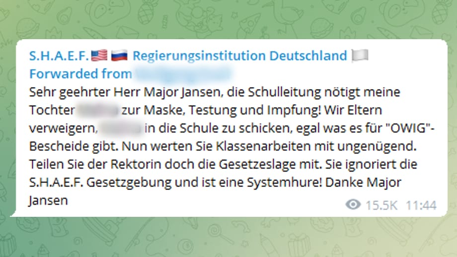 Hilferuf: "Major Jansen" wollte aber keinen Brief schreiben und die Rektorin nicht zum Tode verurteilen, weil der Vater doch alle Instrumente bei ihm im Kanal finde.