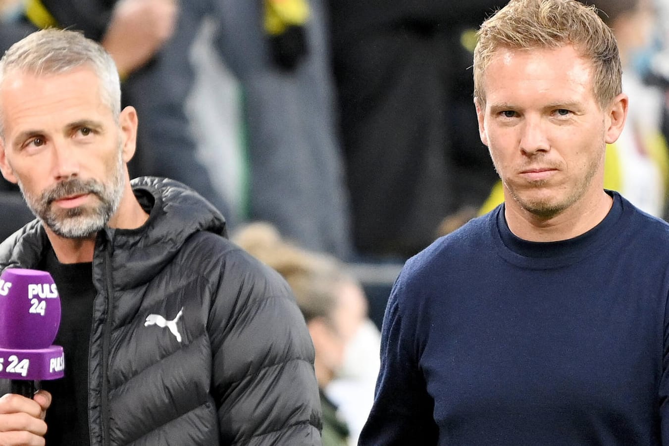 Marco Rose (l.) und Julian Nagelsmann: Die beiden Trainer trafen bereits fünfmal aufeinander.