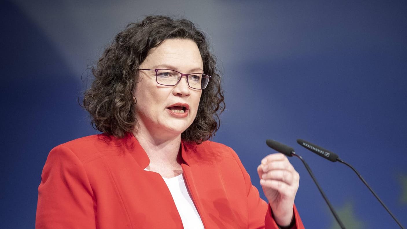 Andrea Nahles bei einer Rede (Archivbild): Die ehemalige Arbeitsministerin soll eine neue Aufgabe bekommen.