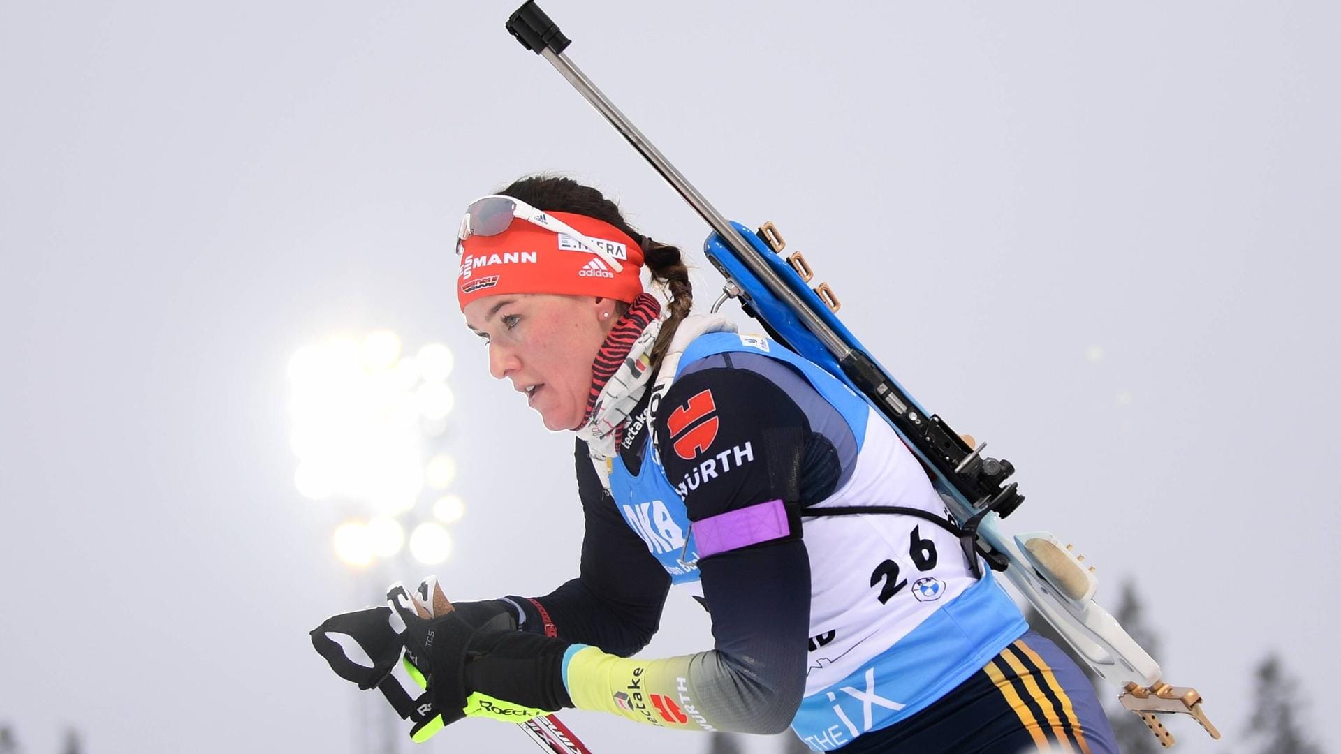 Denise Herrmann: Die deutsche Biathletin ging als Zweite der Staffel auf die Strecke.