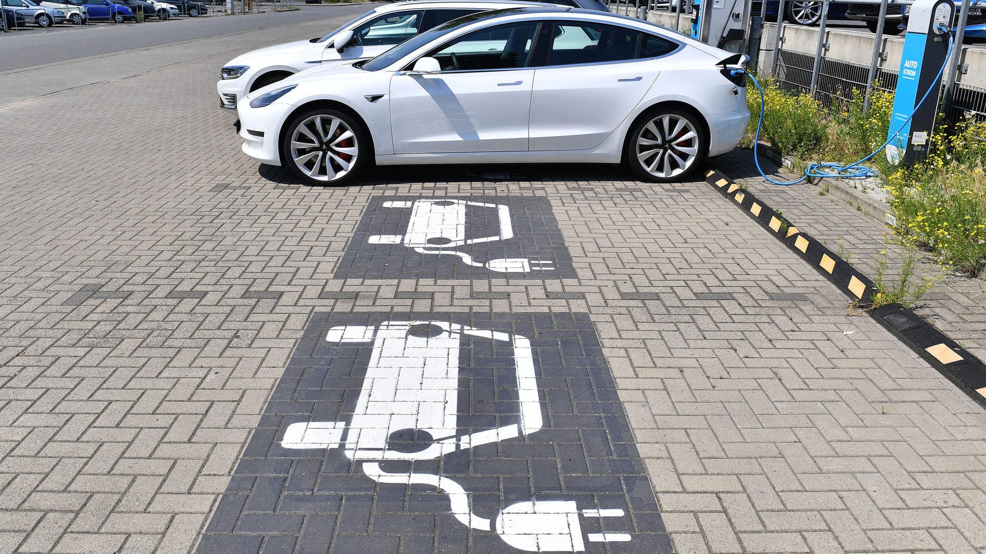 Mehrere Ladesäulen für E-Autos am Wolfsburger Bahnhof (Symbolbild): Die niedersächsische Stad ist eher für den Firmensitz von VW und den Fußball-Bundesligisten VfL Wolfsburg bekannt. Nun gilt die Stadt auch als Nachhaltigkeits-Sieger.