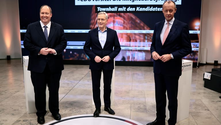 Bewerber um den CDU-Chefposten: Helge Braun, Norbert Röttgen und Friedrich Merz (v.l.n.r.)