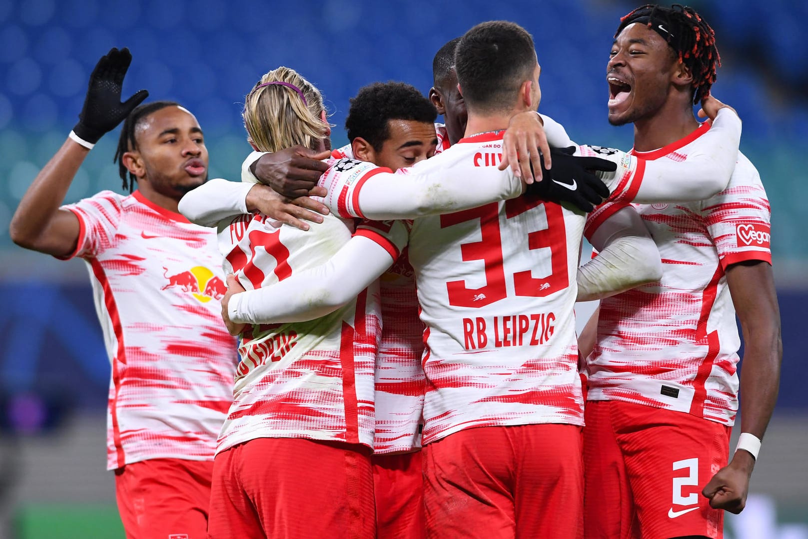 Pure Freude bei RB Leipzig: Das Team hat Manchester City bezwungen.