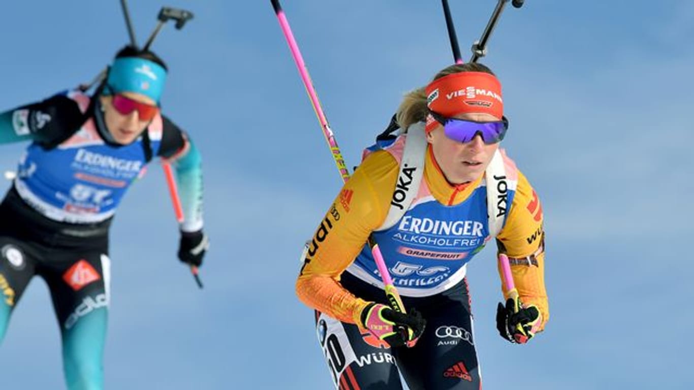 Biathletin Franziska Hildebrand (r) war zuletzt im zweitklassigen IBU-Cup angetreten.