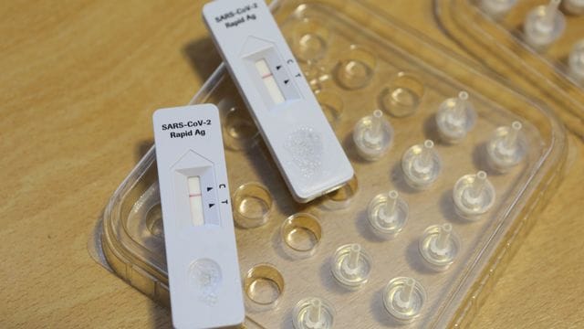 Corona-Schnelltests liegen in einem Testzentrum auf einem Tisch (Symbolbild): Die Untersuchung von Proben auf die Variante dauern Tage. Corona-Schnelltests liegen in einem Testzentrum auf einem Tisch (Symbolbild): Die Untersuchung von Proben auf die Variante dauern Tage.