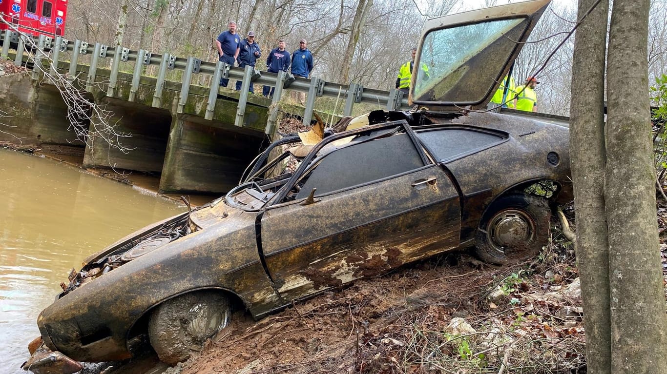 Das geborgene Auto: Der Student war auf dem Weg nach Alabama, wo er studierte.