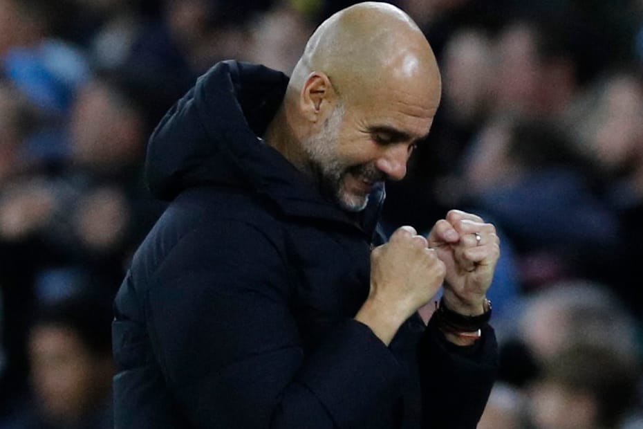 Pep Guardiola: Der City-Trainer feiert ein Tor seiner Mannschaft.