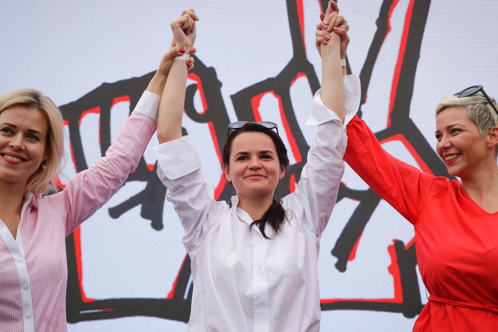 Veronika Zepkalo, Swetlana Tichanowskaja und Maria Kolesnikowa (Archivbild): Sie wurden für ihr Engagement in Belarus ausgezeichnet.