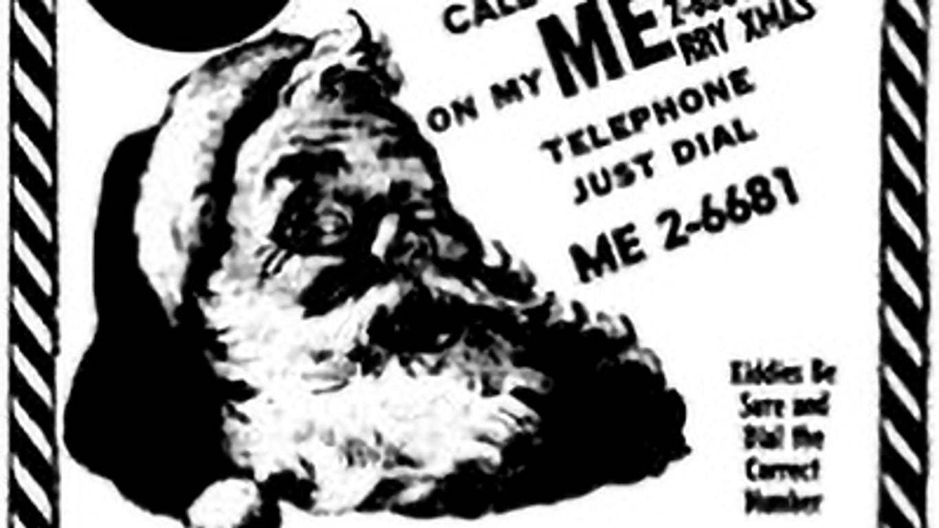 Die historische Werbeanzeige: Ob die darum kursierende Entstehungslegende von "Norad tracks Santa" so ganz stimmt, darf bezweifelt werden.