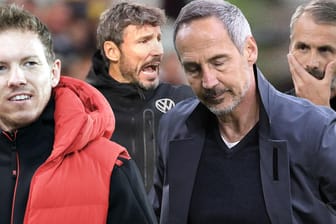 Julian Nagelsmann, Mark van Bommel, Adi Hütter und Marco Rose (v.l.n.r.): Sie alle starteten vor der Saison in einem neuen Verein.