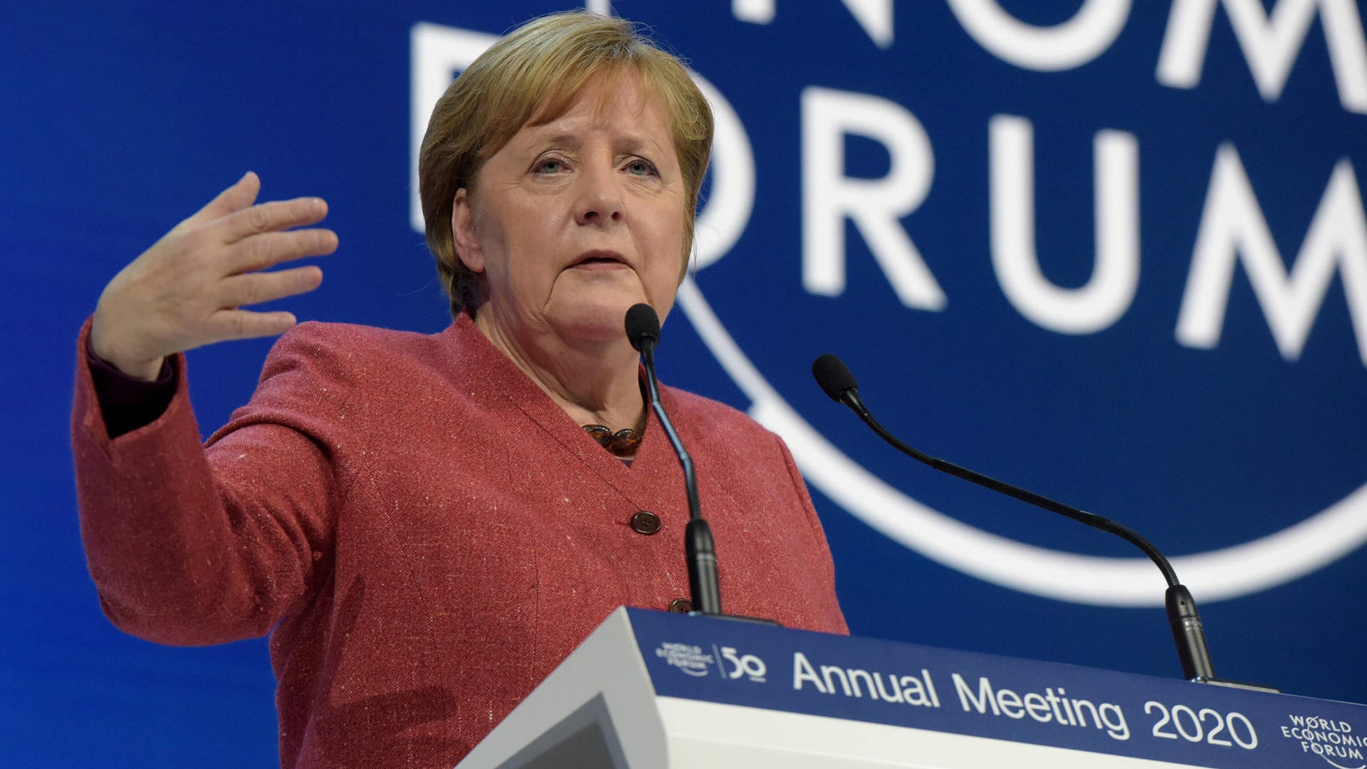 Die frühere Bundeskanzlerin Angela Merkel im Januar 2020 auf dem Weltwirtschaftsforum in Davos.