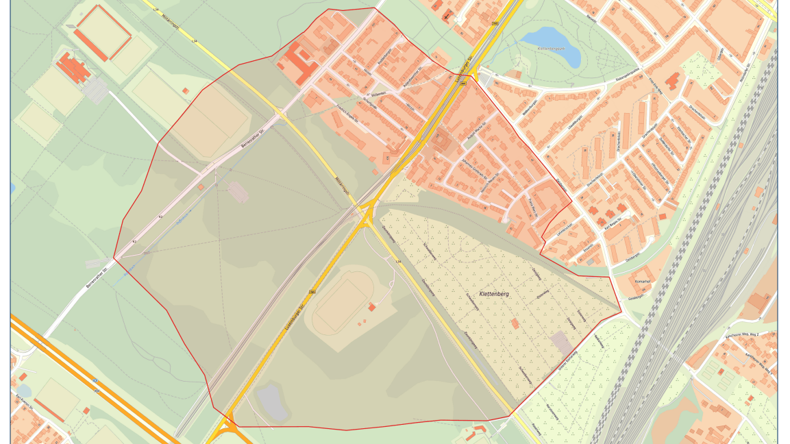 Gefahrenradius rund um die Fundstelle an der Luxemburgerstraße, Ecke Militärringstraße.