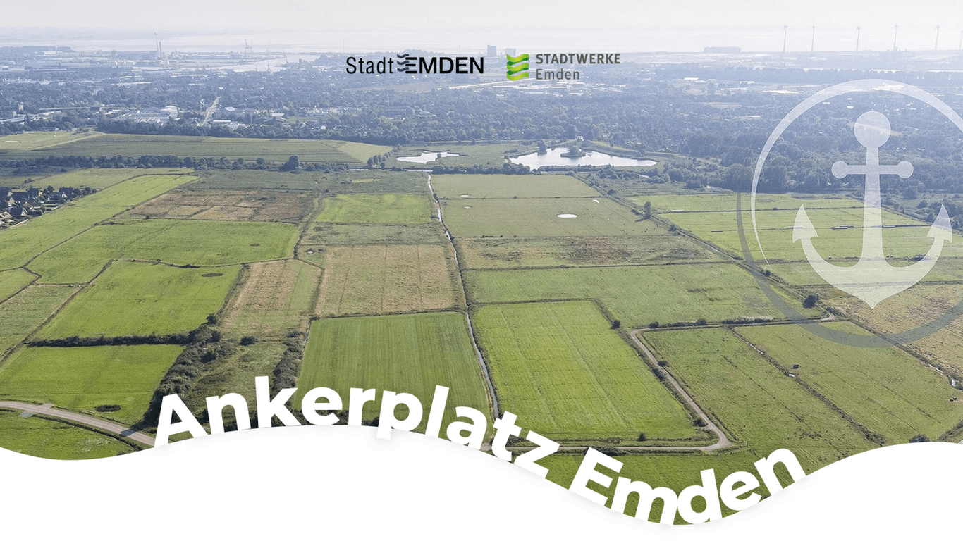 So wirbt die Stadt Emden für das Neubaugebiet Conrebbersweg: Diese Fläche soll vor allem Ein- und Zweifamilienhäusern weichen. Die ersten Bagger sollen im Frühling 2022 rollen.