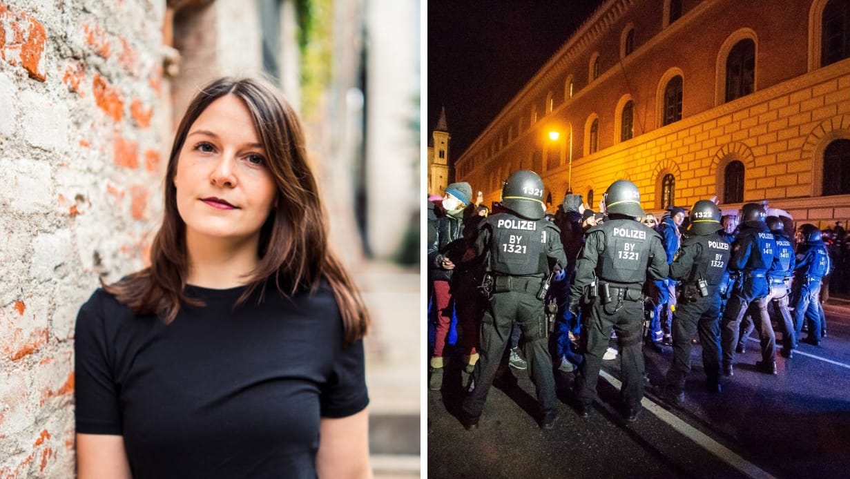 Grünen-Politikerin Weishaupt und "Querdenker"-Proteste in München (Montage): Ein Tweet der Münchnerin hat für Aufsehen gesorgt. Grünen-Politikerin Weishaupt und "Querdenker"-Proteste in München (Montage): Ein Tweet der Münchnerin hat für Aufsehen gesorgt.