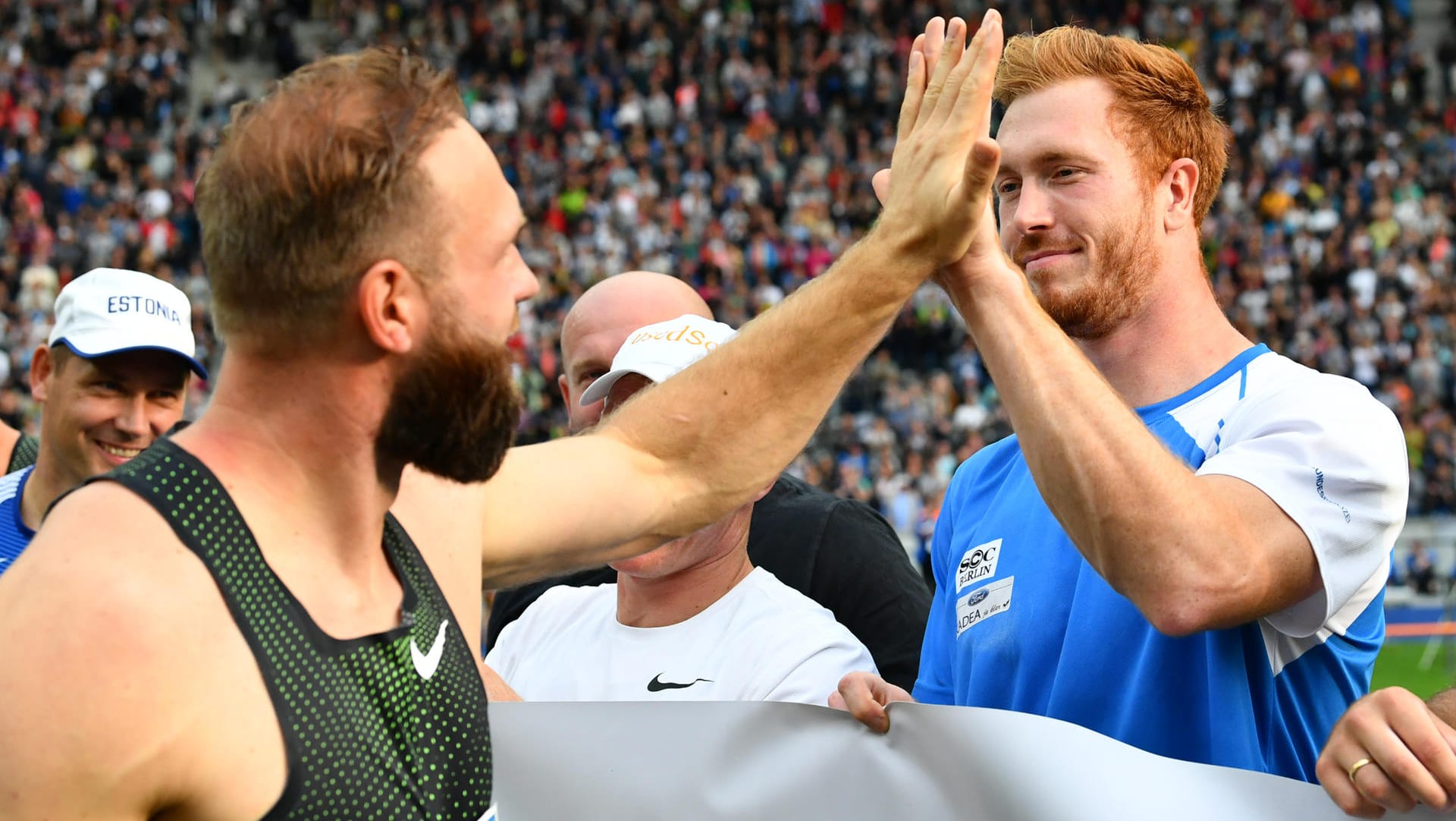 Die Harting-Brüder haben sich versöhnt: Robert (li.) und Christoph hier im September 2018 beim Internationalen Stadionfest im Berliner Olympiastadion.