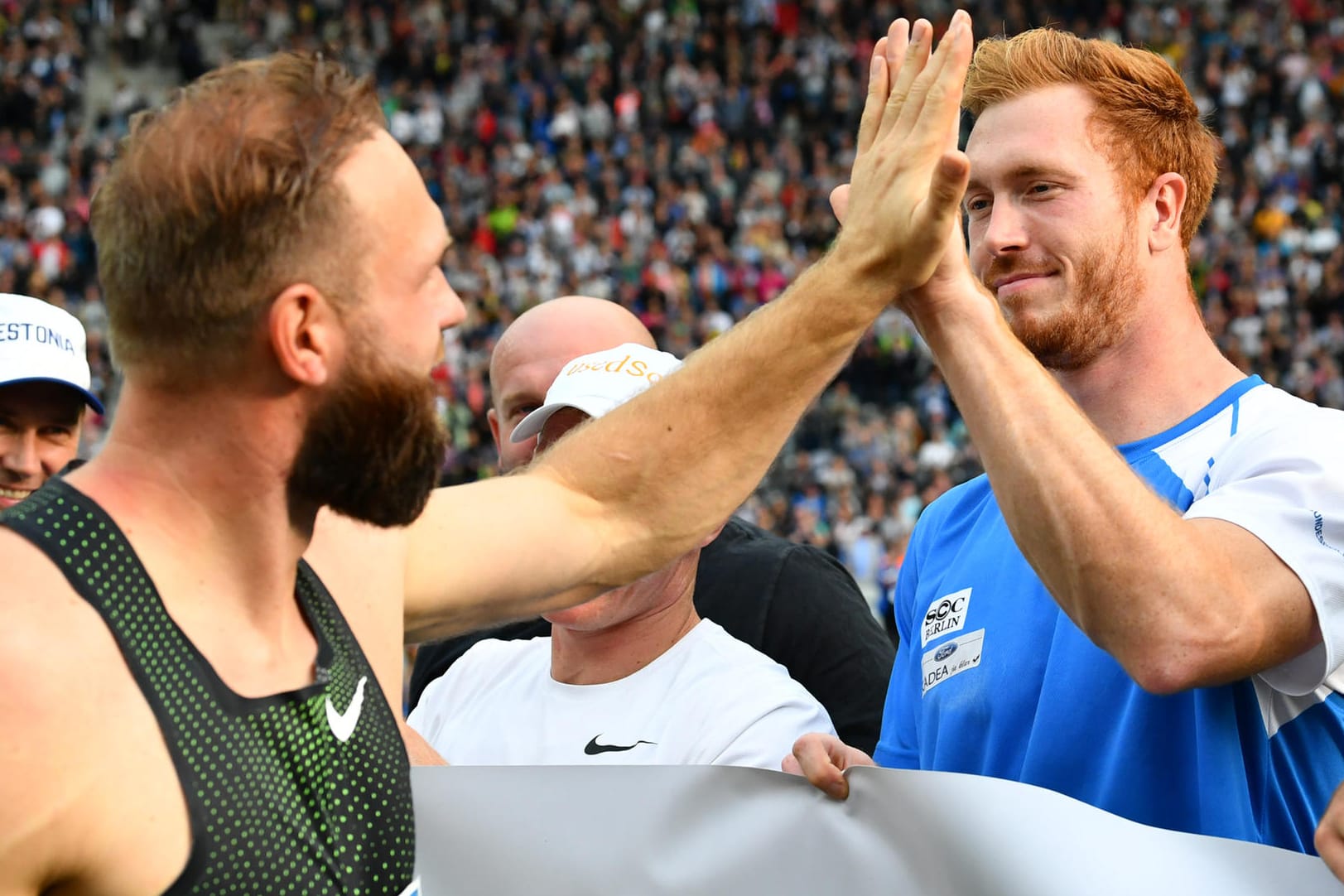 Die Harting-Brüder haben sich versöhnt: Robert (li.) und Christoph hier im September 2018 beim Internationalen Stadionfest im Berliner Olympiastadion.