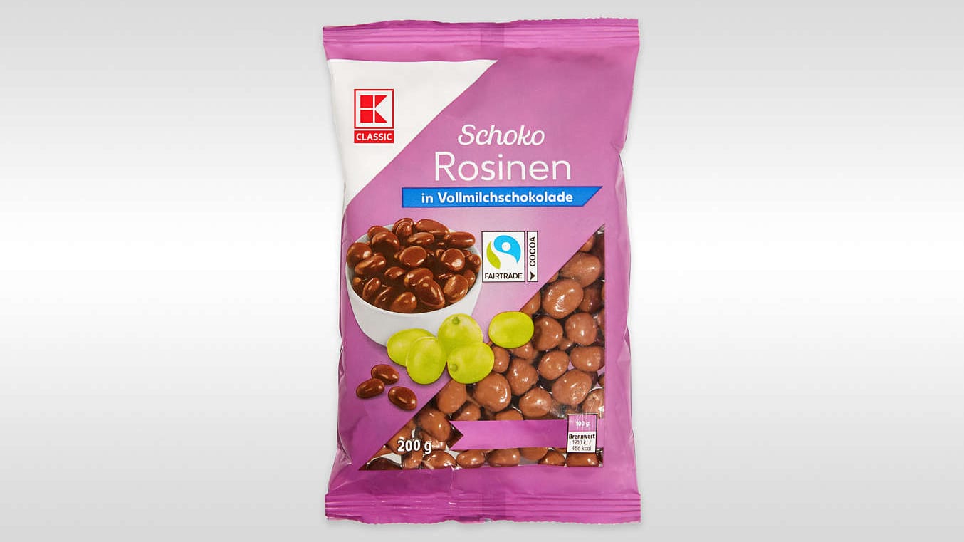 Schoko-Snack: In den Schoko-Rosinen können sich Erdnuss-Partikel befinden.