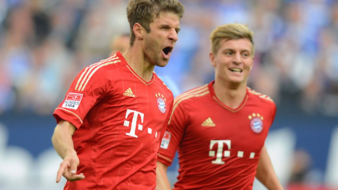 Bayerns Matchwinner Thomas Müller (li.) und Toni Kroos.