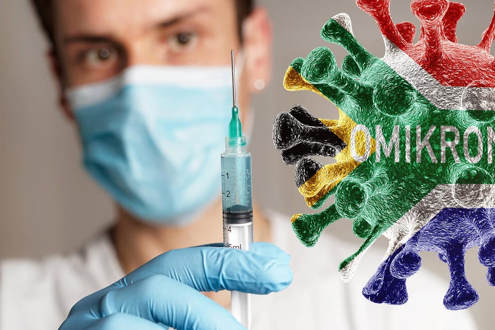 Mann mit Spritze neben einer symbolisch dargestellten Virus-Variante: Die Omikron-Mutation des Coronavirus bereitet Experte derzeit Sorgen.