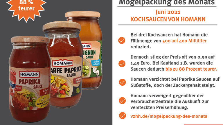 "Paprika Sauce" von Homann: Die Flasche ist kleiner geworden, der Preis dafür höher.