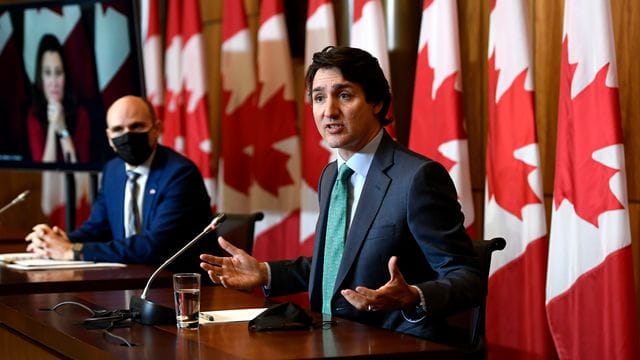 Kanadas Premierminister Justin Trudeau bei einer Pressekonferenz zum Coronavirus. Kanadas Premierminister Justin Trudeau bei einer Pressekonferenz zum Coronavirus.