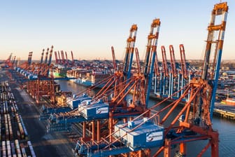 Container im Hamburger Hafen (Symbolbild): Die deutschen Exporte sind überraschend gestiegen.
