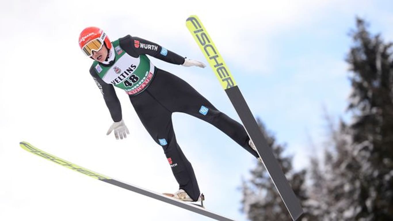 Eric Frenzel beim Weltcup in in Val di Fiemme in Aktion.