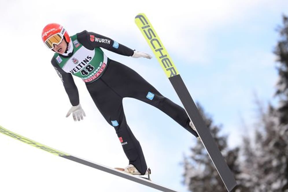Eric Frenzel beim Weltcup in in Val di Fiemme in Aktion.