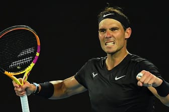 Steht in Melbourne im Endspiel: Rafael Nadal reagiert nach seinem Sieg im Halbfinale.