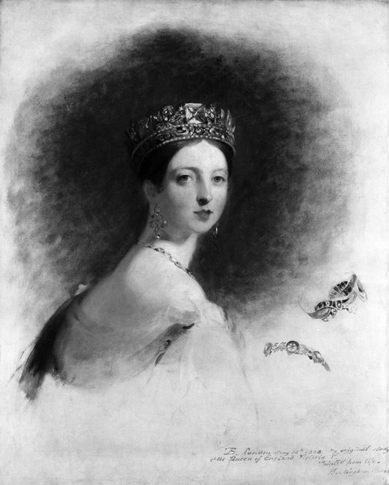 Ein Portrait von Königin Victoria aus dem Jahr 1838. Sie war von 1837 bis 1901 Königin von England und hat während ihrer langen Regierungszeit das sogenannte Viktorianische Zeitalter geprägt.