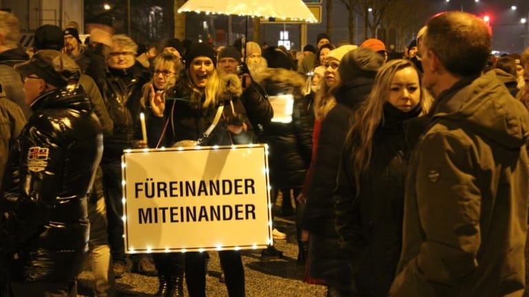 "Querdenker"-Protest in Rostock.