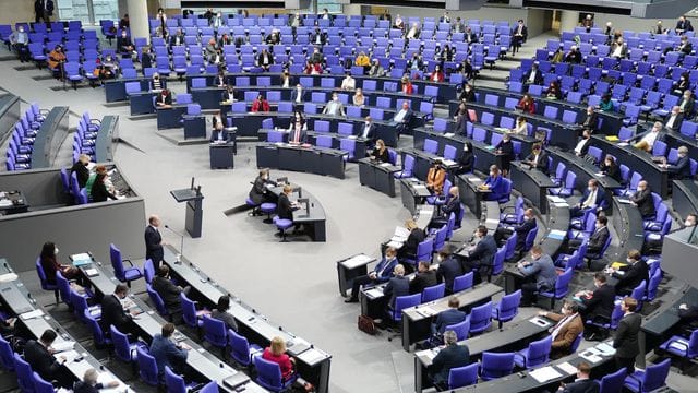 Der Plenarsaal des Deutschen Bundestages in Berlin.
