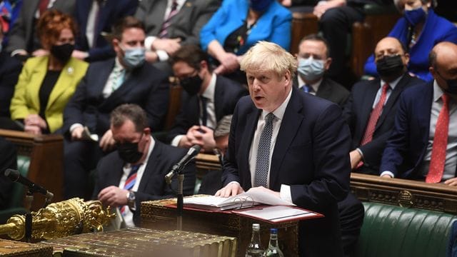 Boris Johnson bei einer Fragestunde im britischen Unterhaus.