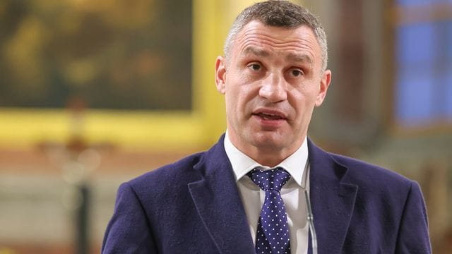 Vitali Klitschko bei einer Rede in der Leipziger Nikolaikirche.