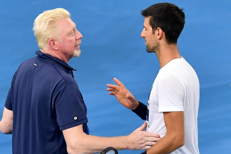 Man schätzt sich: Boris Becker (l.) und Novak Djokovic.