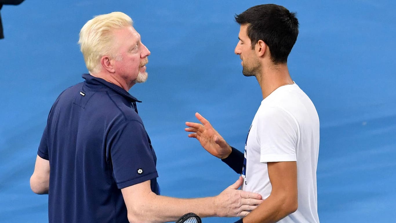 Man schätzt sich: Boris Becker (l.) und Novak Djokovic.