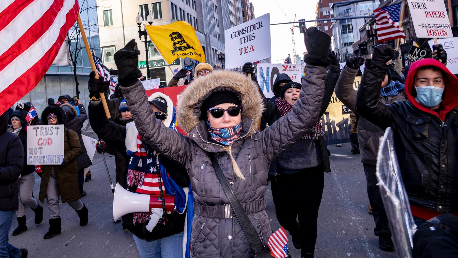 Demo von Impfgegnern in Boston: Einige Verschwörungsgläubige setzen auf das Tierentwurmungsmittel Ivermectin statt auf die zugelassenen Vakzine.