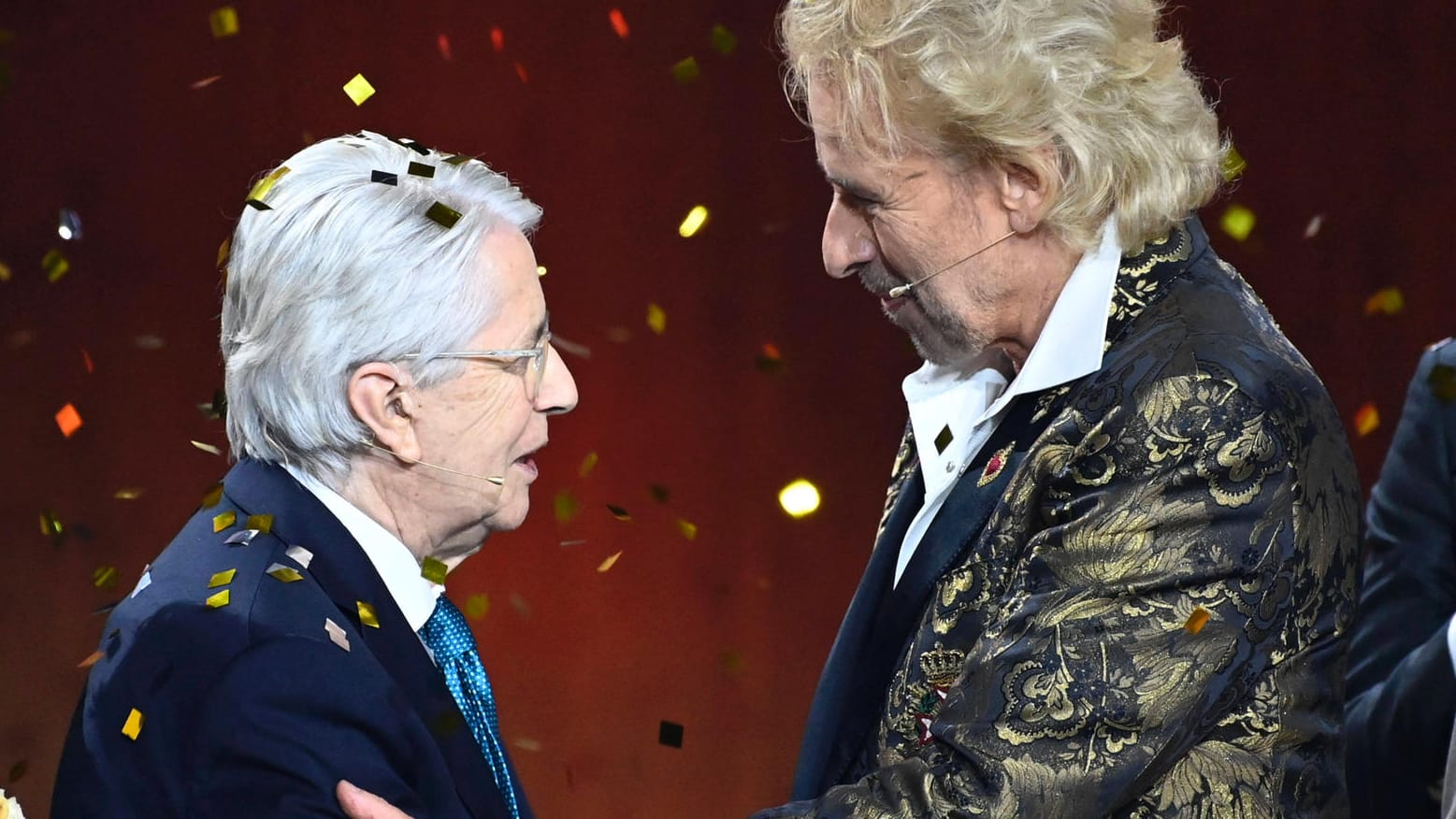 Frank Elstner und Thomas Gottschalk bei "Wetten, dass ..?" im November 2021.