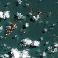 Satellitenbild: Zu sehen ist der Hunga Tonga-Hunga Ha'apai nach dem Ausbruch.