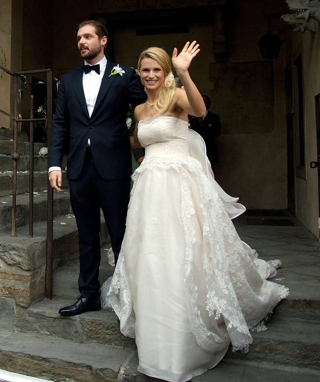 Trussardi und Hunziker bei ihrer Hochzeit am 10. Oktober 2014 in Bergamo.