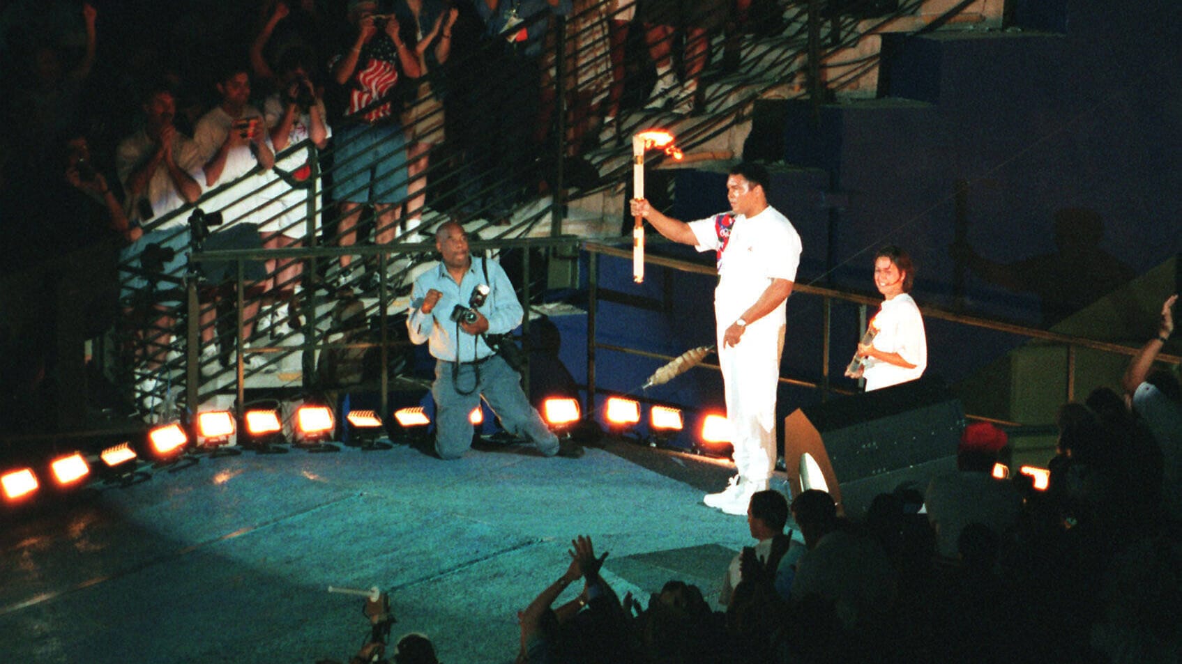 19. Juli 1996: Muhammad Ali beim Entzünden der Olympischen Flamme in Atlanta.