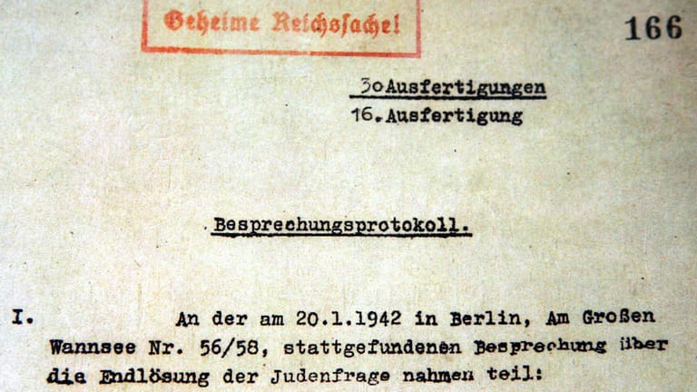 Protokoll der sogenannten Wannseekonferenz vom 20. Januar 1942: Adolf Eichmann fertigte das Dokument an.
